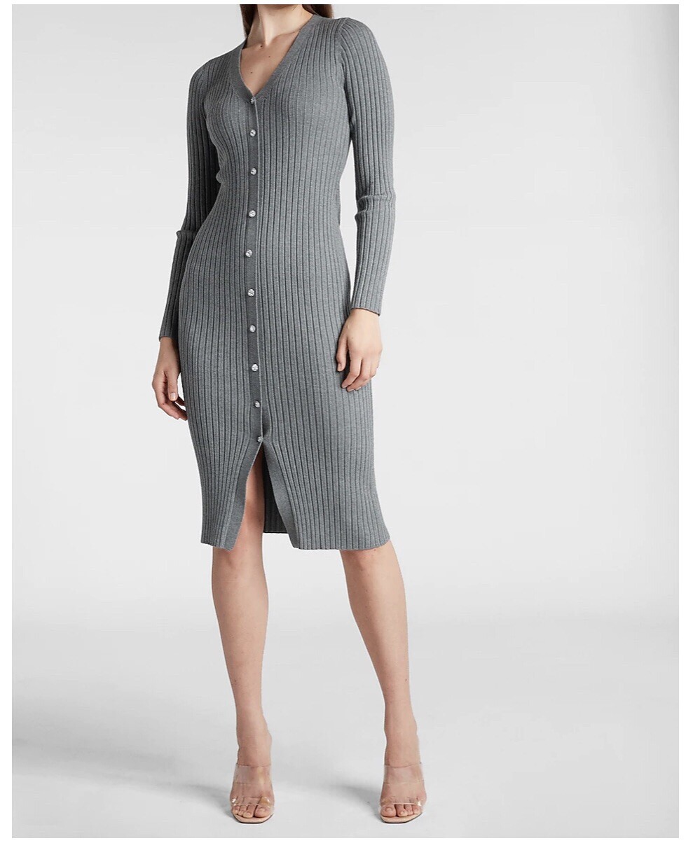 NWT Express Ribbed Jewel Button Front 