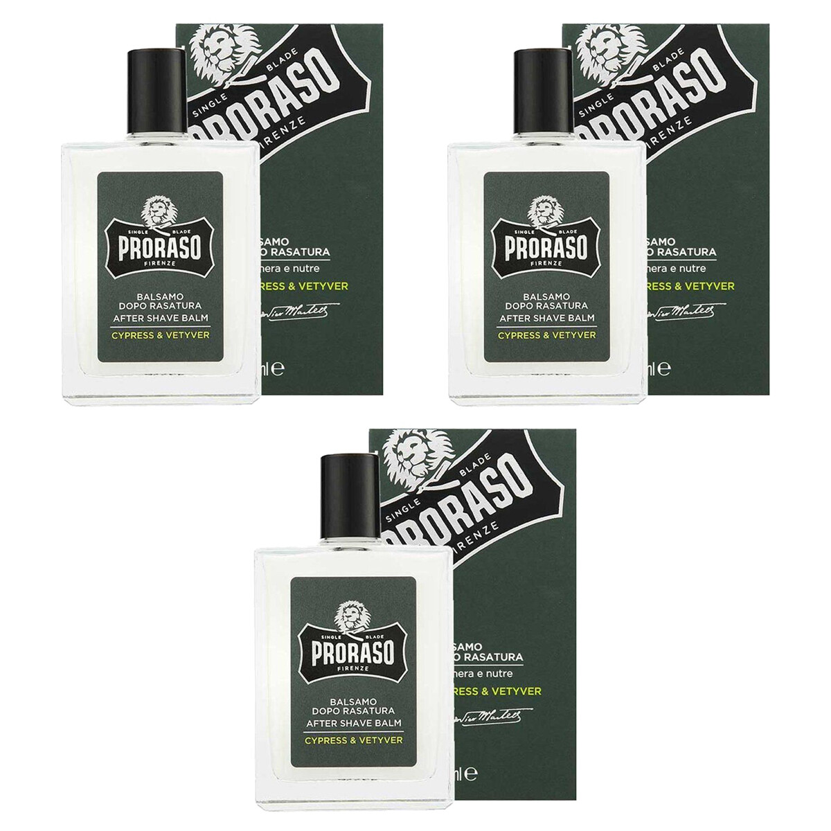 Offerta Speciale 3pz Proraso Dopobarba Balsamo Cypress & Vetiver 100ml