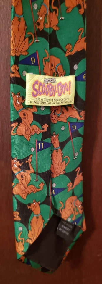 Corbata de golf Scooby-Doo motivo verde 1999 Hanna Barbera TM Cartoon Network limpieza en seco Foto 3 de 4