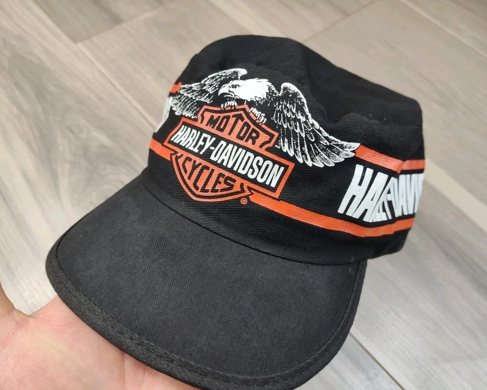 Gorra de Pintores Harley Davidson de Colección Barra de Águila y Escudo Ajustable EE. UU. Años 80 Foto 3 de 4