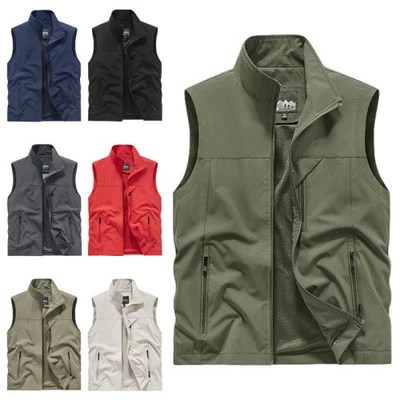 Herren Arbeitsweste Leichte Funktionale ärmellose Jacke mit Taschen Anglerweste - Bild 1 von 4