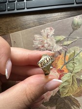 14ct Solid Gold Two-Tone Signet Ring Hallmarked 585