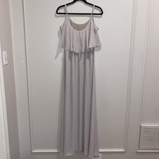 Show Me Your Mumu Caitlin Ruffle Maxi Dress Beige Greige Women Small Boho Formal