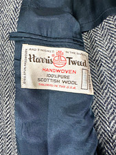 VTG Harris Tweed Men's Gray Herringbone Wool Tweed Sport Coat Blazer 42L
