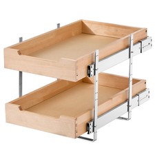 2 Tier Pull Out Cabinet Organizer, 14"W x 21"D Cabinet Drawer, Soft Close Slide