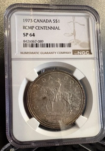 1973 Canada Silver Dollar RCMP Centennial SP 64 Specimen 50% Silver ASW .375 OZT