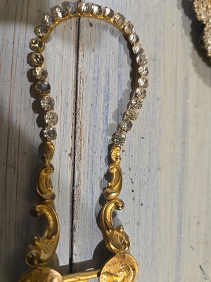 Antique Ornate Brass Purse Frame with Rhinestones  display picture 2