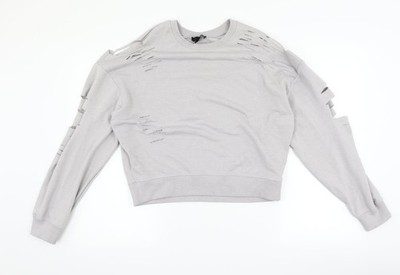 New Look grauer Damenpullover Sweatshirt Größe 12   distressed