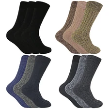 3 Pack Mens Chunky Thick Cushioned Breathable Warm Wool Blend Hiking Boot Socks