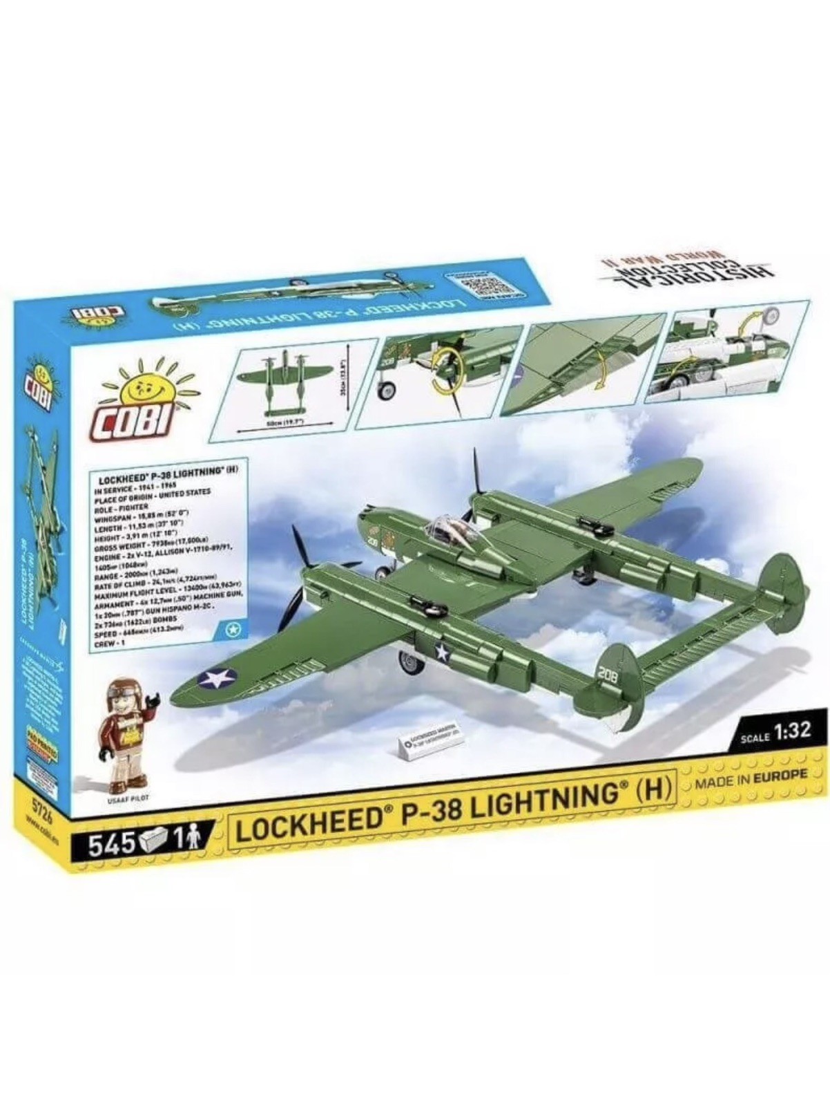 COBI LOCKHEED P-38 LIGHTNING jeu de construction historique grand modèle réduit - 2