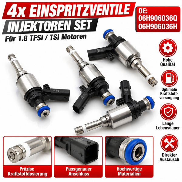 4X Einspritzventile FüR VW Audi Seat Skoda 1.8 Tfsi TSI 06H906036Q 0261500160 DE-image