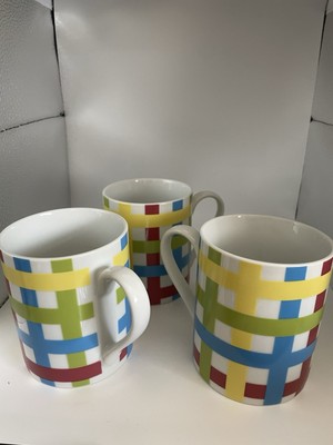 I. Go finger Co Primary Colors Weaved Lines Coffee Mugs Set Of 3