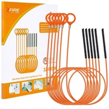 32 Inch Anti-break Metal Drain Snake, Hair Clog Remover, Orange-N-32IN