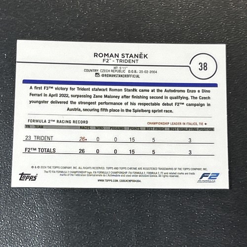 2024 Topps Chrome Formula 1 Black and White RayWave Refractors #38 Roman Stanek - Picture 2 of 2