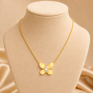 Authentic Aurelie BUTTERFLY Necklace 18K Gold Plated 316L Hypoallergenic