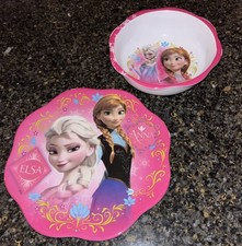 Disney Frozen Anna  Elsa Melamine Dinner Plate  Bowl Set Zak Designs