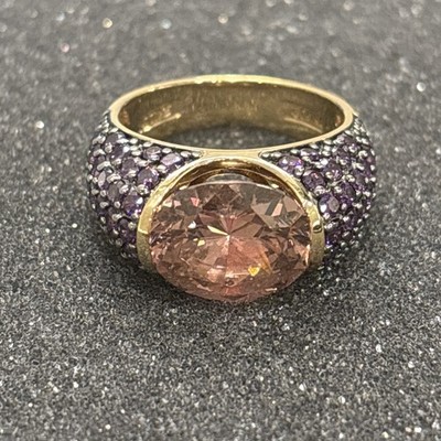 Jean Dousset Absolute CZ 925 Sterling Silver Pink / Purple Size 7 Ring