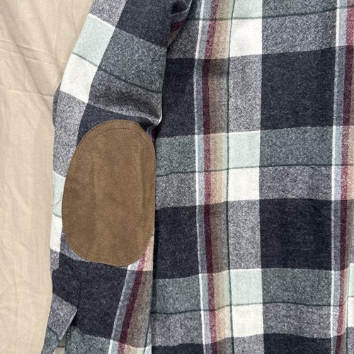 Pendleton Flanellhemd Herren XL Schurwolle Knopf Fremont grau weiß Ellenbogenpolster - Bild 7 von 9