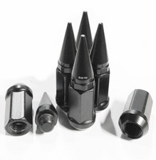 20x Premium Spike Lug Nuts 1/2 Black For Ford Mustang Jeep 2-PC 3/4 Hex