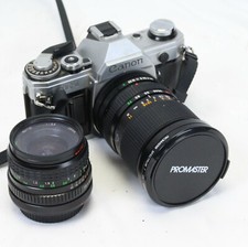 Canon AE-1 35mm Film Manual Camera w/Promaster 28-70mm and Katana 28mm Lens