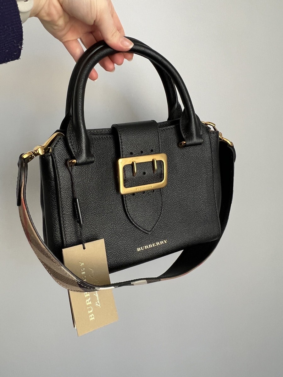 BURBERRY　Grain Leather Hand Bag Burberry Black Grain Leather Medium Clifton Bag | Yoogi's Closet
