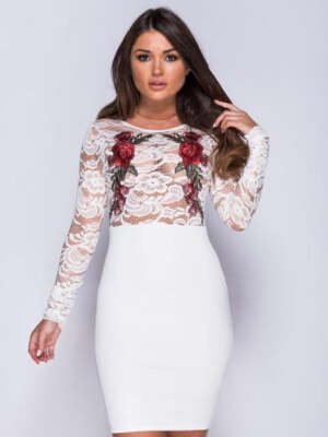House of CB style 'Andie' Lace Embroidered Bodycon Dress | eBay UK