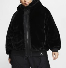 Nike Air Jordan Reversible Hooded Bomber Jacket Fur Cu2119-010 Black Size Xl New