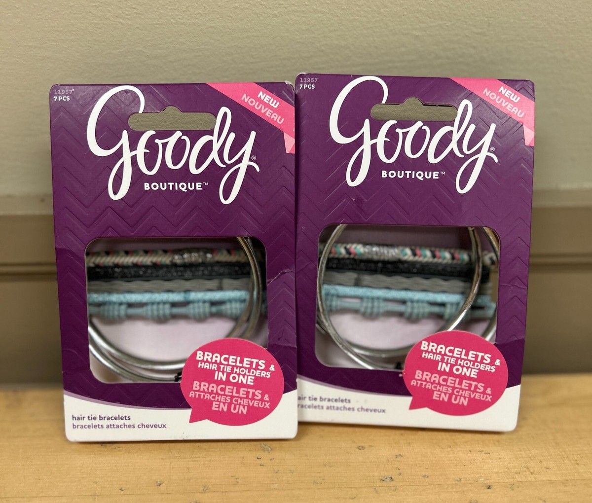 PACK OF Goody Boutique Hair Tie Bracelets, Skinny/Silver