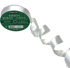 Kirkland Wire Edged Ribbon WHITE SATIN 50 Yards Christmas Wreath Bows Gifts 1.5"