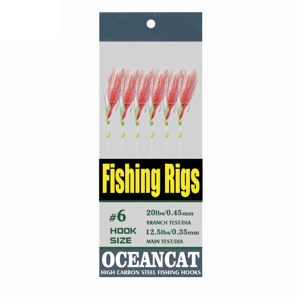 Sabik 2 Piezas Blanco Rojo Teaser y Piel de Pez Arco Iris 6 Ganchos Plataforma Pesca Agua Salada Foto 3 de 4