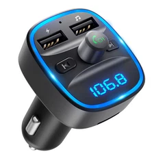 LENCENT Bluetooth 5.0 FM Transmitter Dual USB Wireless Radio Adapter Car Kit