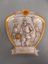 male basketball trophy award resin shield plate by PDU 58505-GS