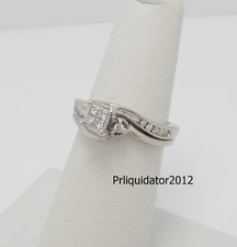 1/3CT Natural Diamond Engagement Wedding Bridal Set Ring 10K White Gold Band