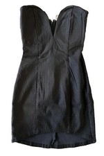 Vintage Y2K Nasty Gal Women Black Mini Bustier Bodycon Dress Sz XS USA HOT SEXY