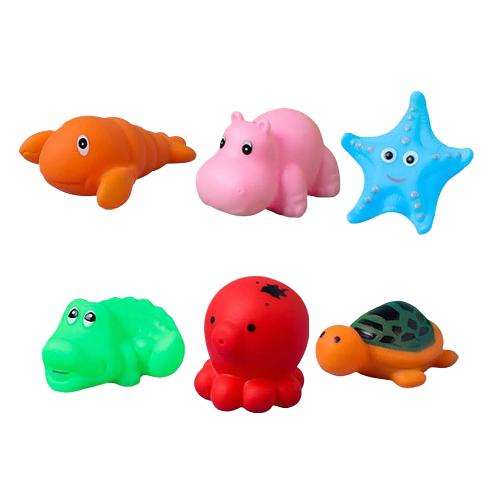 6pcs Baby Bath Toys Floating Squeaky Baby Wash Shower Toy Sea Animal Squeaky Toy