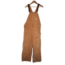 Carhartt Overalls 38x30 Duck Canvas Bib Double Knee Carpenter R01 BRN Distressed