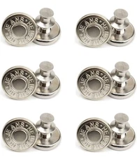  12 Sets Silver Jeans Buttons Replacement 17mm No Sewing Metal Button Repair 
