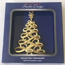 Regent Square Studio Design 2020 Gold Xmas Tree Collectible Ornament Crystal 