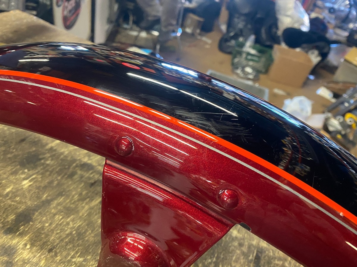 Front Fender Harley Deuce Fire Red Pearl Black OEM Factory Softail