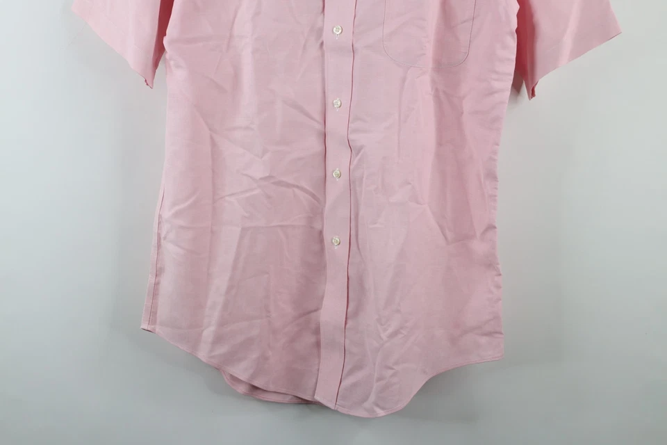 Vtg Brooks Brothers Mens 15 Slim Fit Short Sleeve Button Down Shirt OCBD Pink - Image 3 of 4