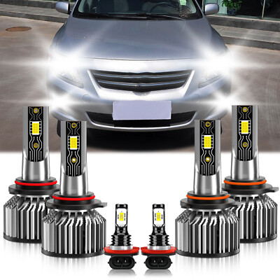 For Toyota Corolla 2009-2013 Front LED Headlight High/Low Fog Light Bulb 26000LM
