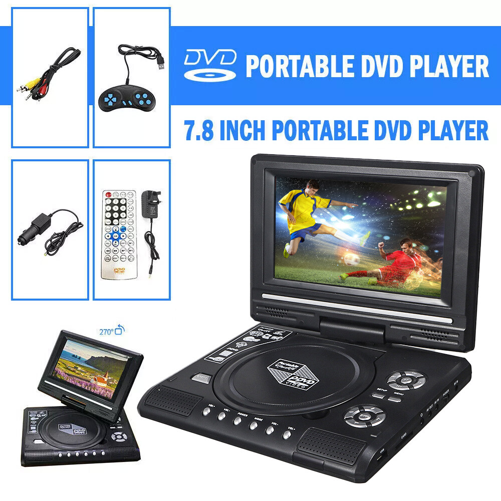 レコーダー LCD PORTABLE  TV/DVD,PLAYER 7.8 inch Portable HD TV DVD Player Rechargeable Ba – Grandado