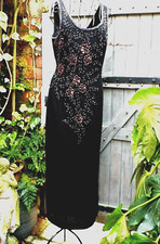 KALEIDOSCOPE Black Maxi Evening Dress with Beautiful Hand-beading  size 14