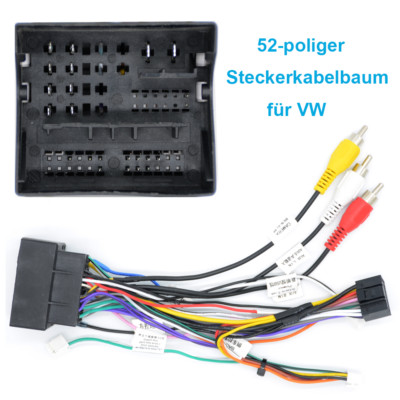 Android 12 Autoradio Kabelbaum 52PIN Power Plug Kabel für VW Golf 16Pin ISO DIY