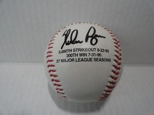 Nolan Ryan 5000th Strikeout 300th Win 27 Seasons Facsimile Autographed Ball