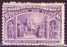 #235 SIX CENT 1893 COLUMBIAN ISSUE. F3. HINGED OG. SCV $55