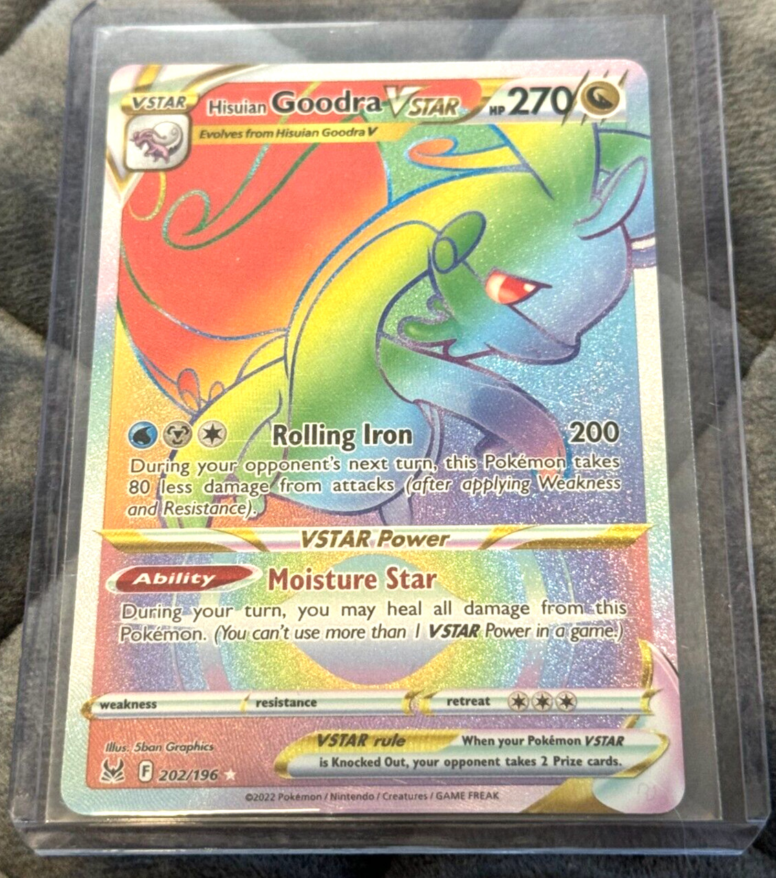 Hisuian Goodra VSTAR 202/196 Secret Rare Rainbow Pokémon 2022 Lost Origin NM/M