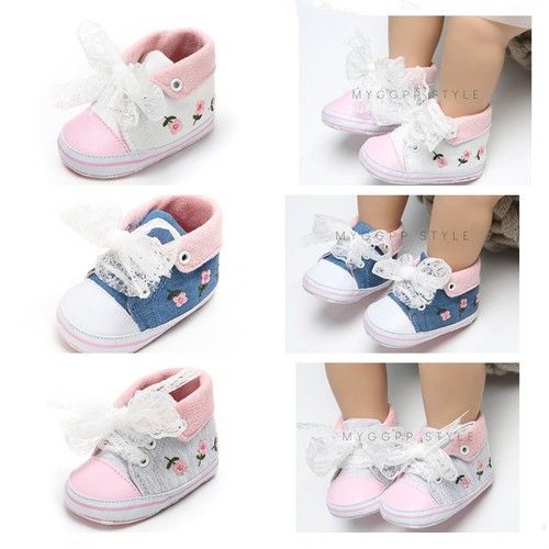 Newborn Baby Girl Pram Shoes Infant Booties Child High Top Pre Walker Trainers  - Picture 1 of 12