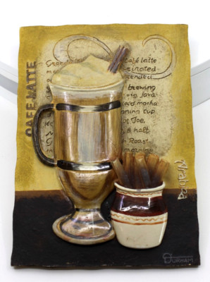 Artist Durham  Resin Plaque Cafe Latte Coffee Wall Decor Sign