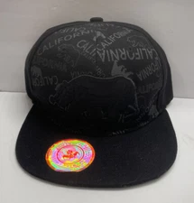 BullBot California Bear Adjustable Snapback Hat Cap - Black